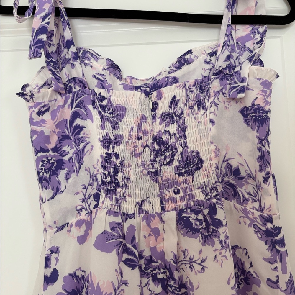 Aqua Purple and White Floral Dress - Picture 9 of 13